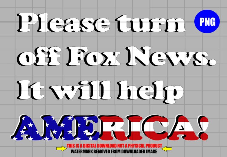 Please Turn Off Fox News. It Will Help America! (Black+White) - Digital Download product image (2)
