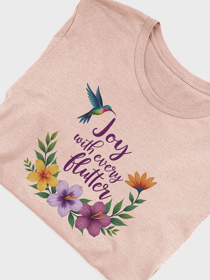 Joyful Flutter Hummingbird T-Shirt, Floral Nature Tee, Inspirational Boho Shirt, Bird Lover Gift, Vibrant Wildflower Design product image (2)