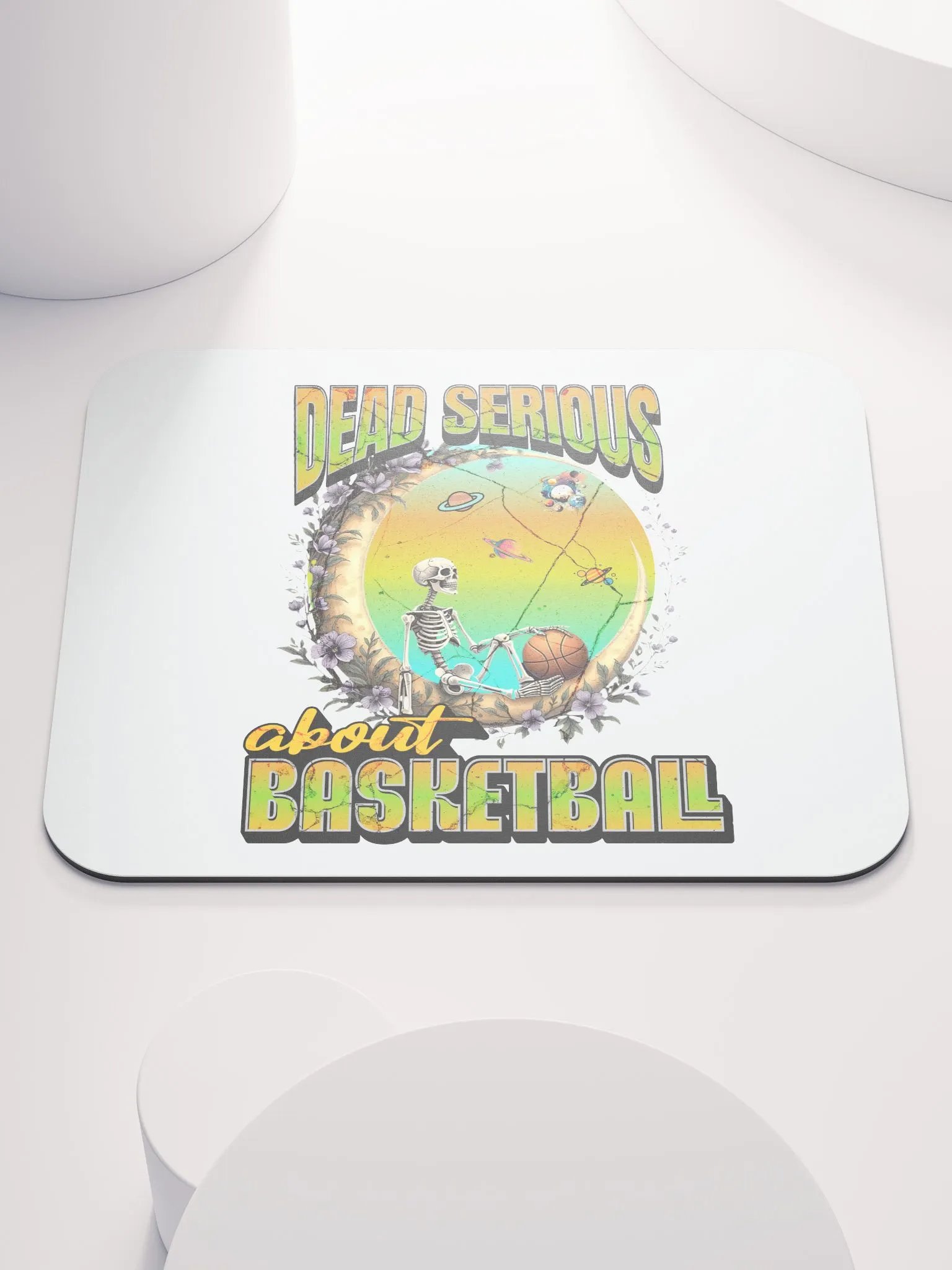 Dead Serious About Basketball Skeleton Cosmic Mouse Pad product image (1)