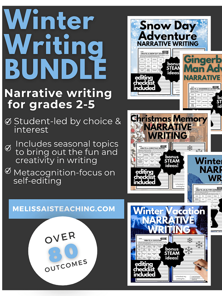 Winter Writing Editing Sub Plan 2nd 3rd 4th 5th Grade Snow Day, Olympics, Christmas, Gingerbread, and Vacation! product image (1)