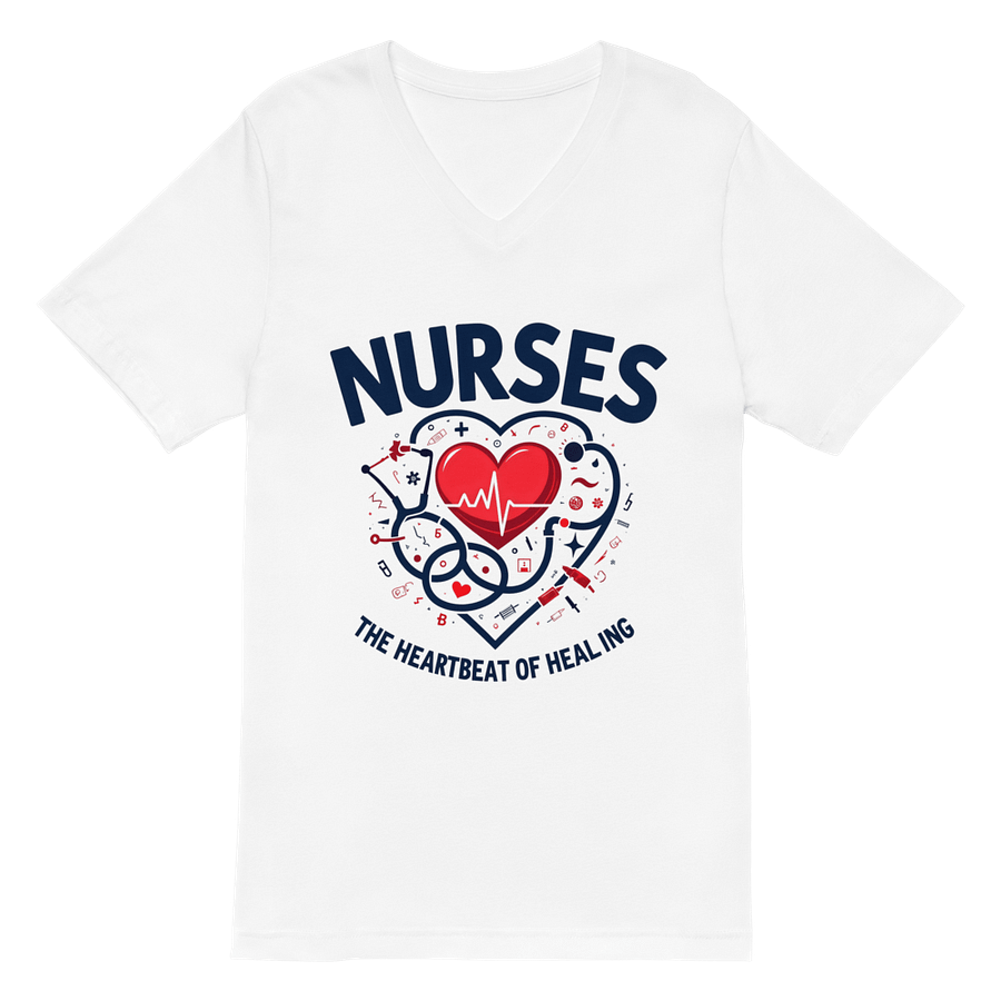 Heartbeat, Healing, stethoscope, nurses V-Neck Tee product image (2)