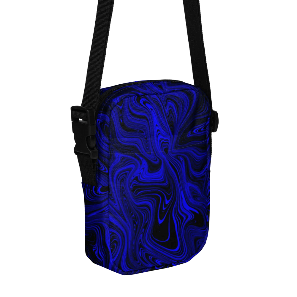 Utility Crossbody Bag - Dark Blue and Black Fluid Swirls product image (3)