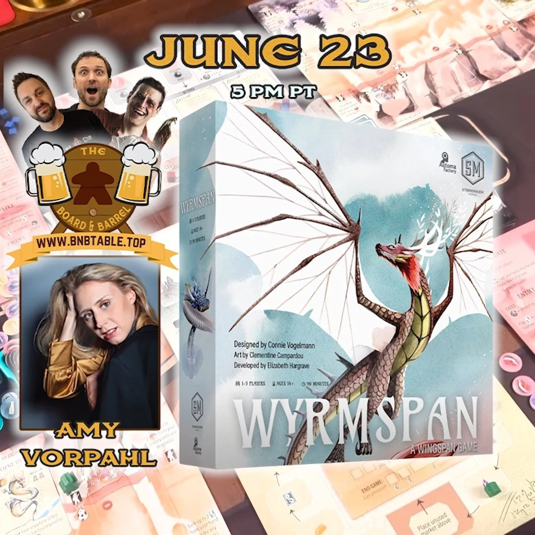 Catch us LIVE tonight at 5pm PT with @vorpahlsword as we try #Wyrmspan for the first time #boardgames #tabletop @stonemaierga...