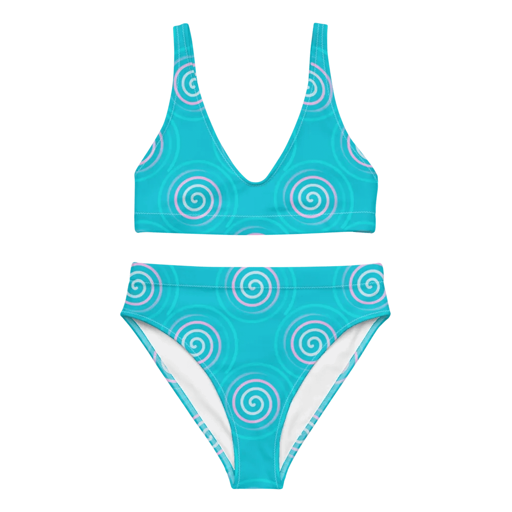 Beautiful Minimalist Ocean Swirl Pattern High Waisted Bikini product image (4)