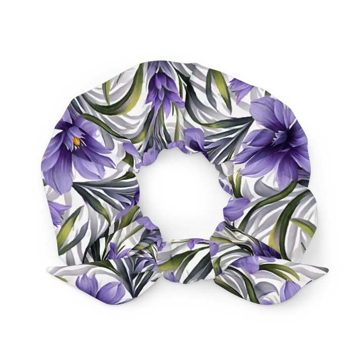Hair Scrunchie - Purple Floral Pattern on White Background product image (1)