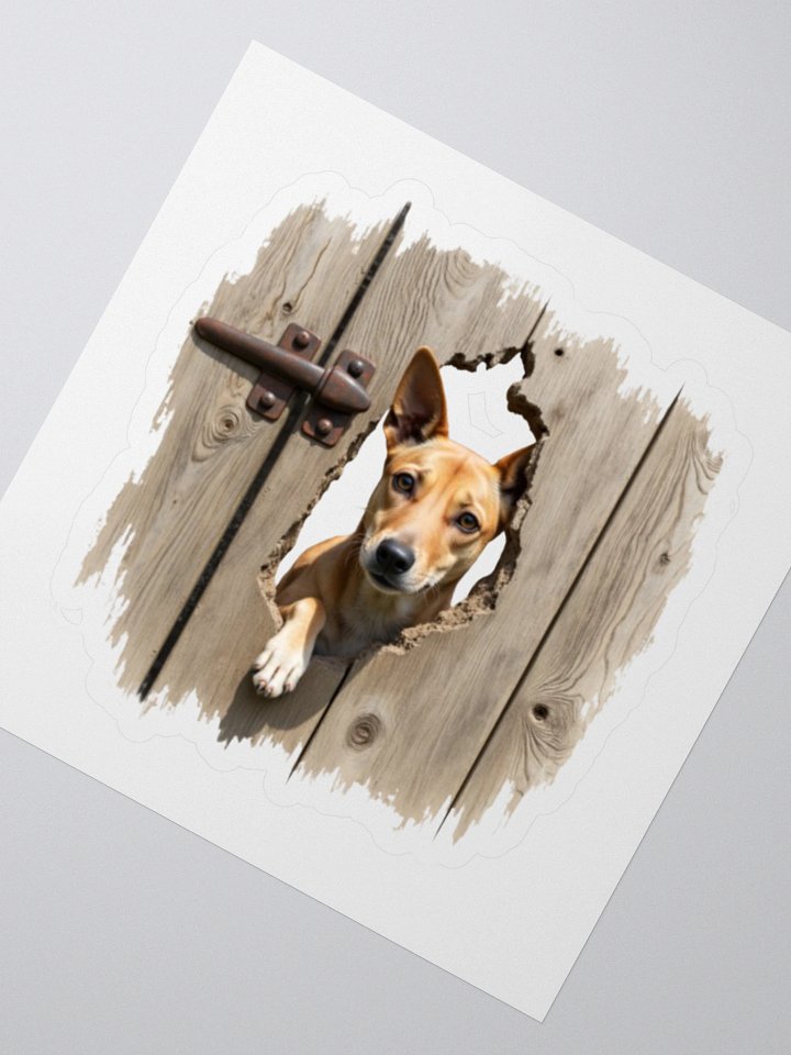 Rustic Wood Fence Peeking Potcake Sticker product image (2)