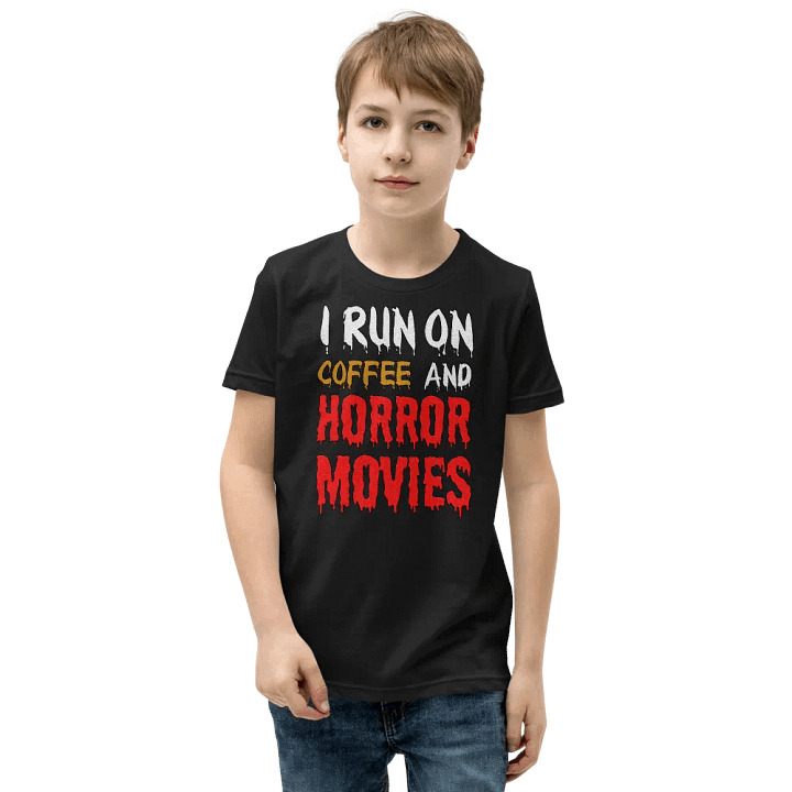 I Run On Coffee And Horror Movies T-Shirt For Kids product image (1)
