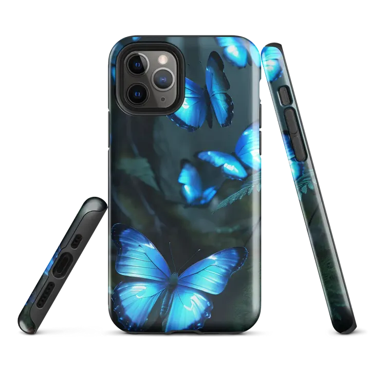 Tough Phone Case for iPhone® - Blue Iridescent Butterflies product image (1)