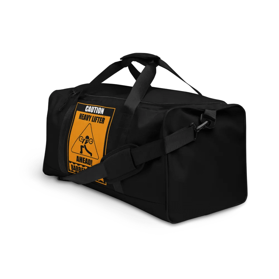 Caution Heavy Lifter Ahead-Barbell Zone Duffle Bag (Black) product image (3)