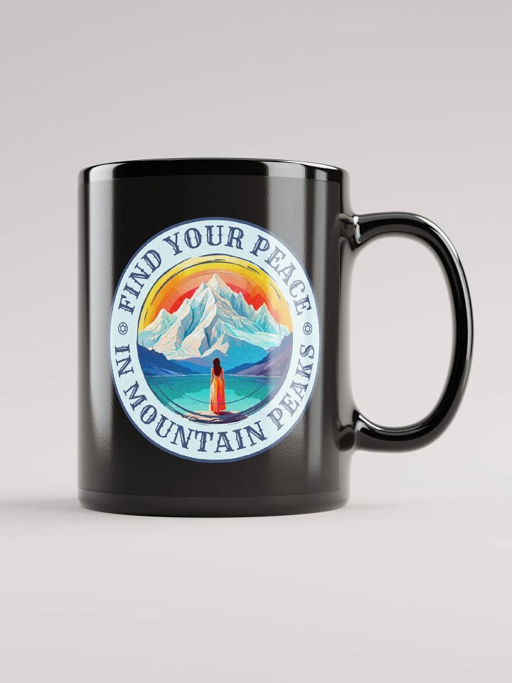 Outdoors Graphic | Black Coffee Mug | Find Your Peace In Mountain Peaks product image (2)