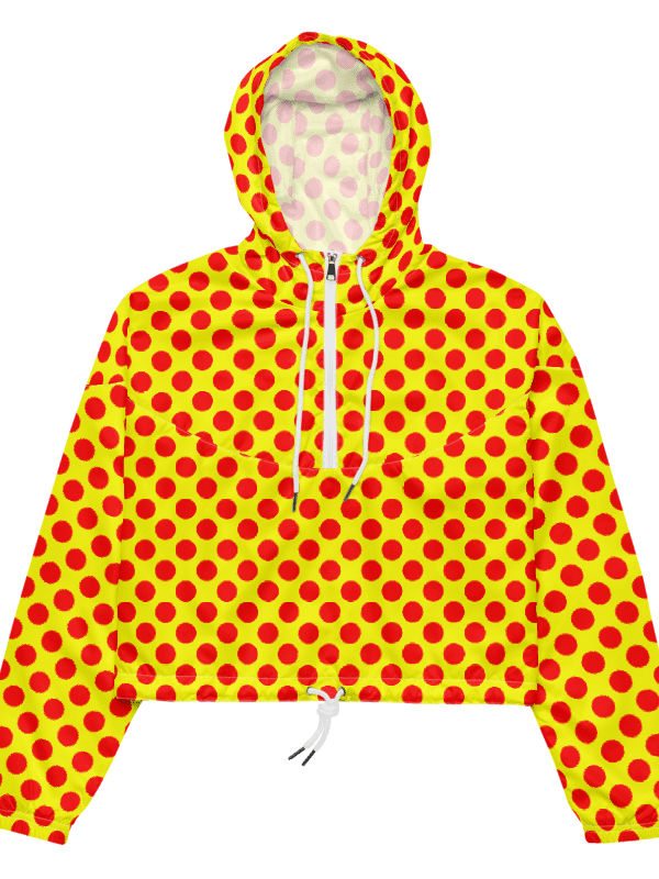 Red Polka Dots on Yellow Unisex Windbreaker product image (4)