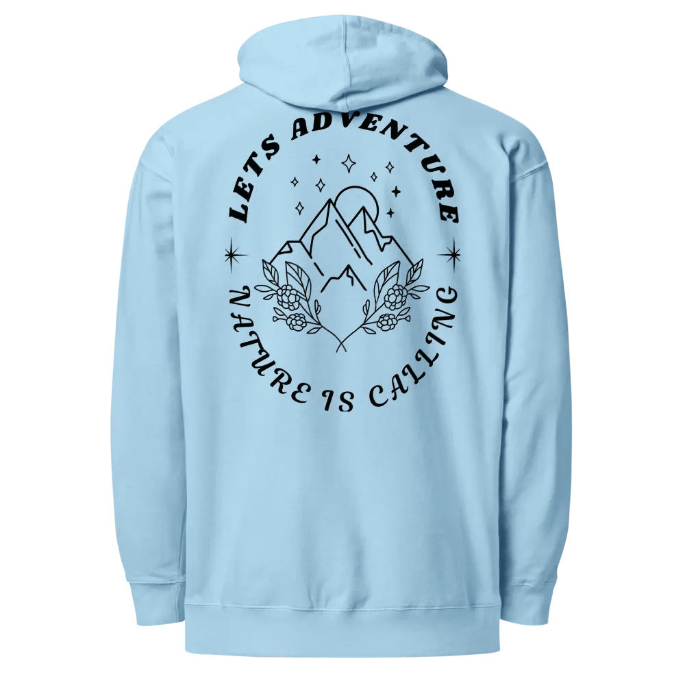Embroidered and Printed "Lets Adventure, Nature is Calling" Midweight Hoodie product image (6)