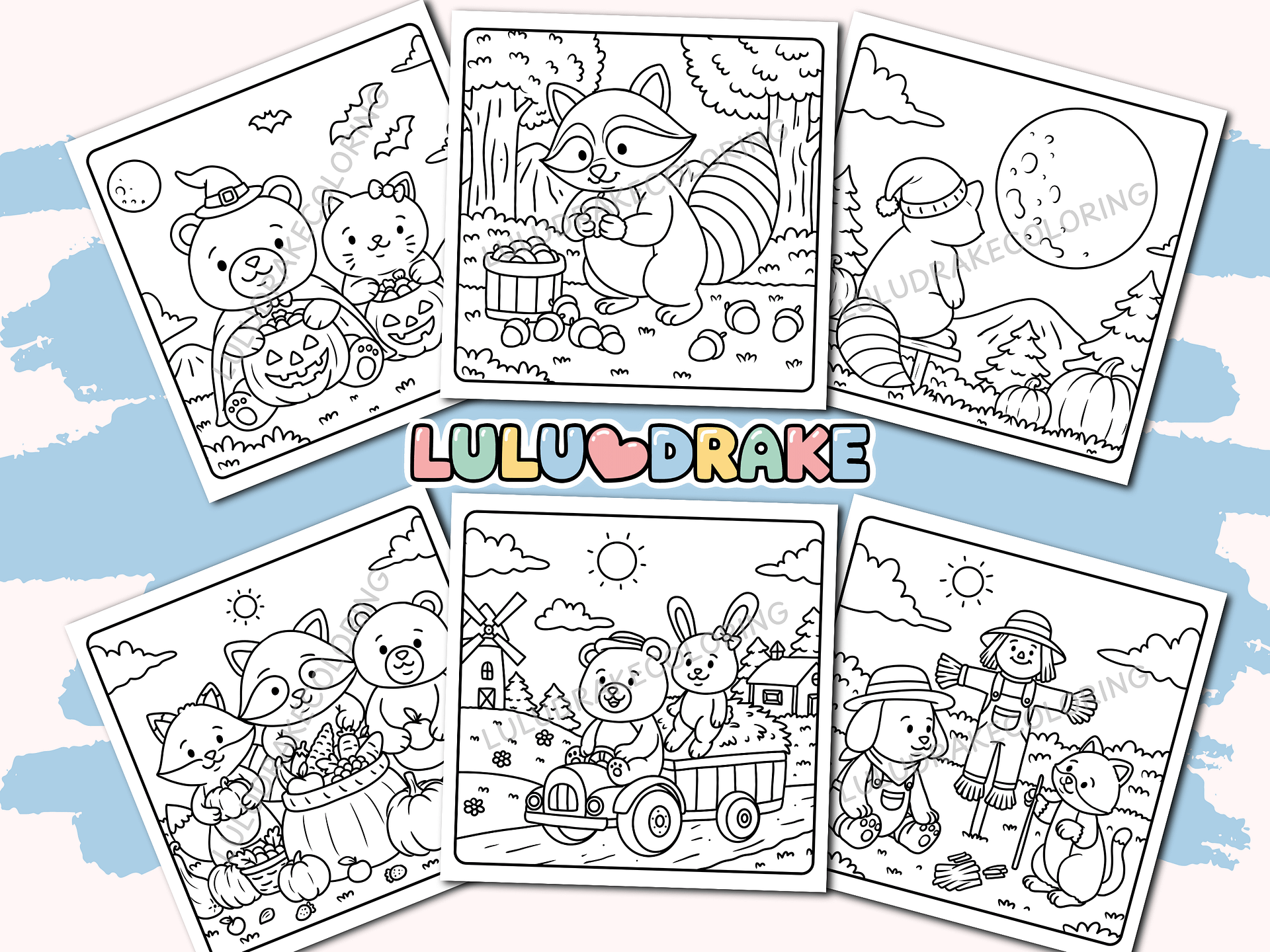 Fuzzy Buddies Cozy Fall Coloring eBook, BIG PACK 34 Pages | ★ DIGITAL ★ product image (3)