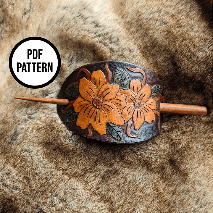 Flowers & Vines Leather Hair Stick - PDF Pattern for Leatherwork product image (2)