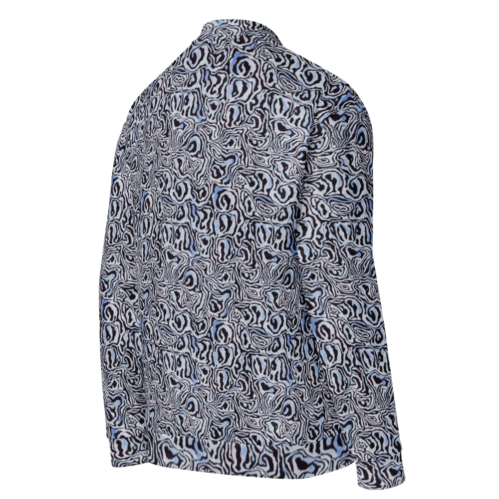 Blue Black Snake Pattern Bomber Jacket product image (4)