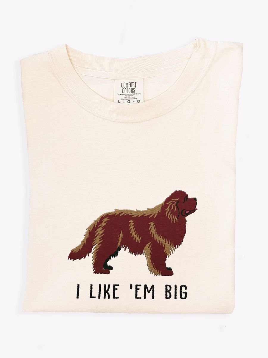 I Like 'Em Big T-Shirt(Embroidered) of a Newfoundland(Brown) product image (1)