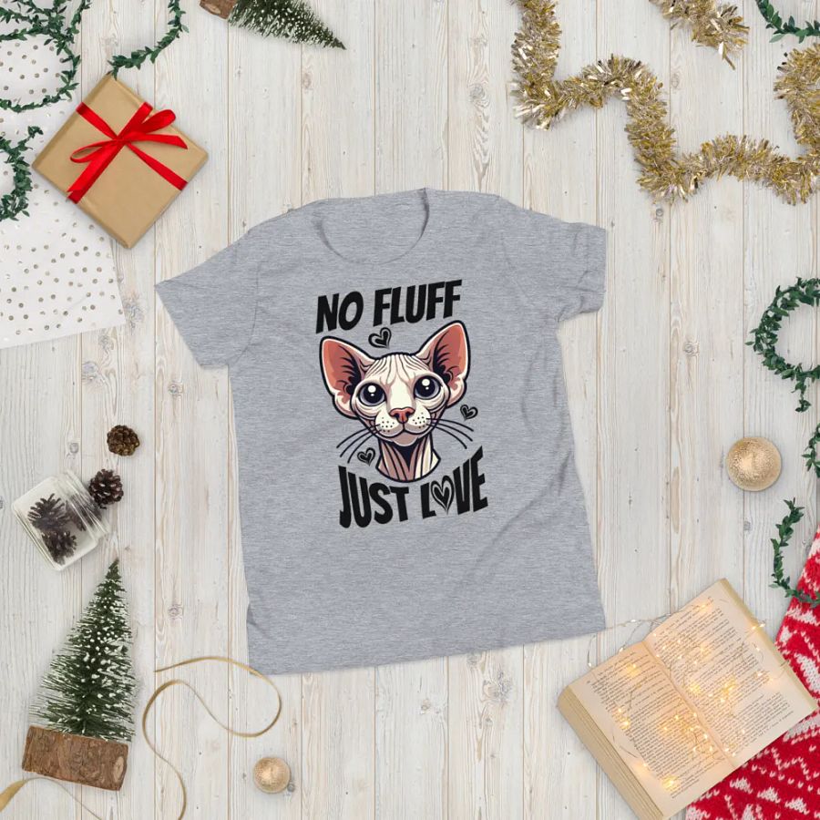 No Fluff, Just Love - Whimsical Sphynx Youth T-Shirt product image (36)