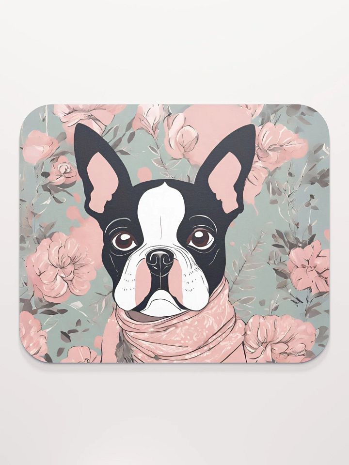 Floral Boston Terrier Mouse Pad product image (1)