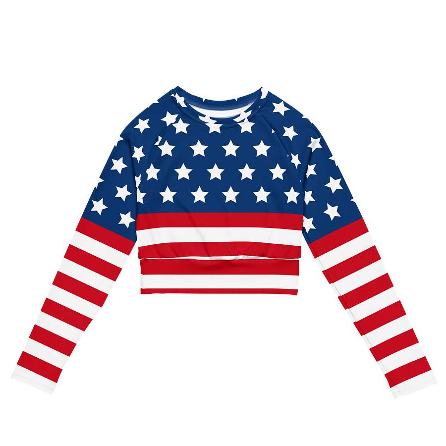 Patriotic Star Spangled Long Sleeve Crop Top product image (2)