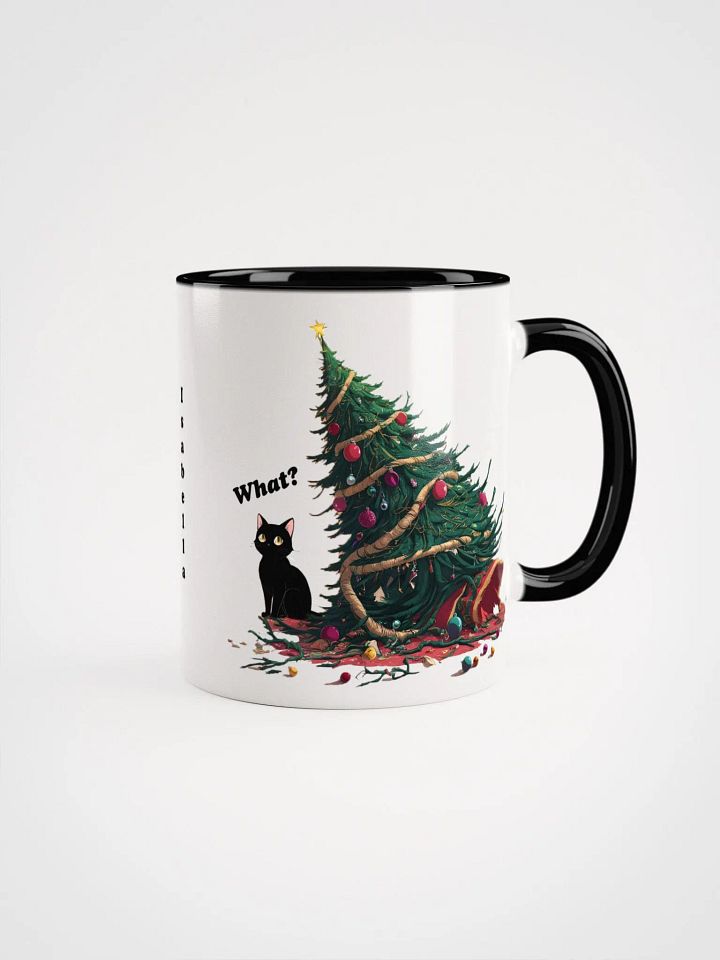 Personalized Black Cat Destroyed Christmas Coloured Mug product image (1)