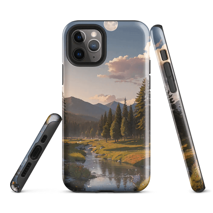 River Valley iPhone Tough Case - Peaceful Mountain Scene Design product image (2)