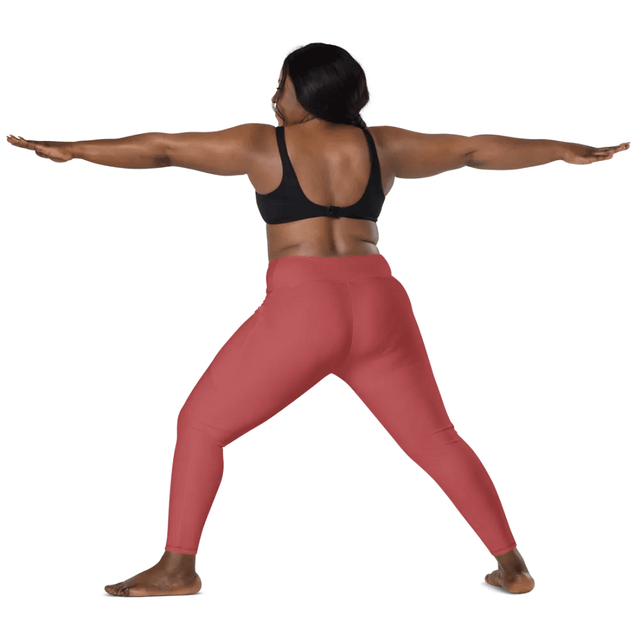 Plain Brick Red Soft Summer Women's High Waisted Premium Crossover Leggings with Pockets by Treasure Pie product image (12)