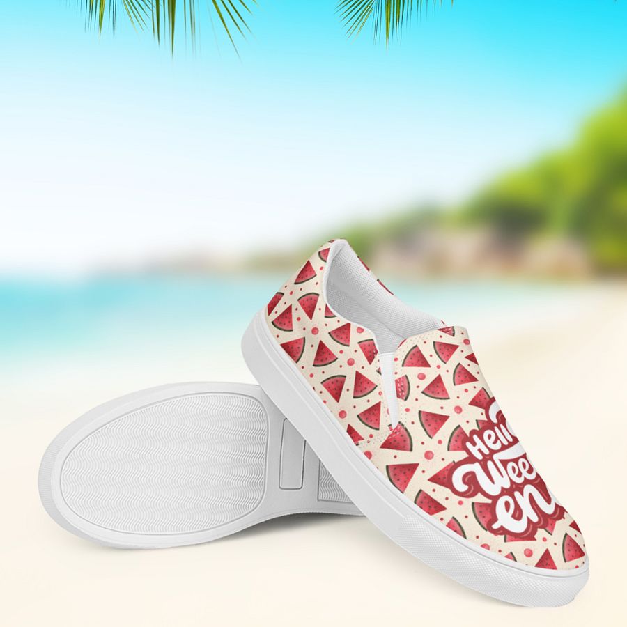 Hello Weekend Watermelon All Over Print Slip On Canvas Shoes product image (9)