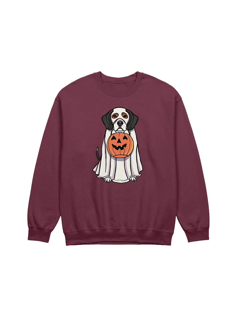 Funny Halloween Beagle(Tricolor) Sweatshirt | Funny Beagle Wearing a Ghost Costume and Holding a Pumpkin Basket product image (8)