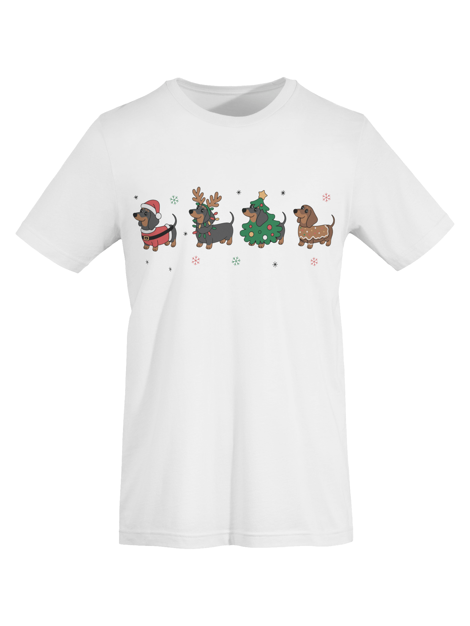 Christmas Dachshund Squad T-Shirt – Santa, Reindeer, Tree & Gingerbread Wiener Dogs product image (8)