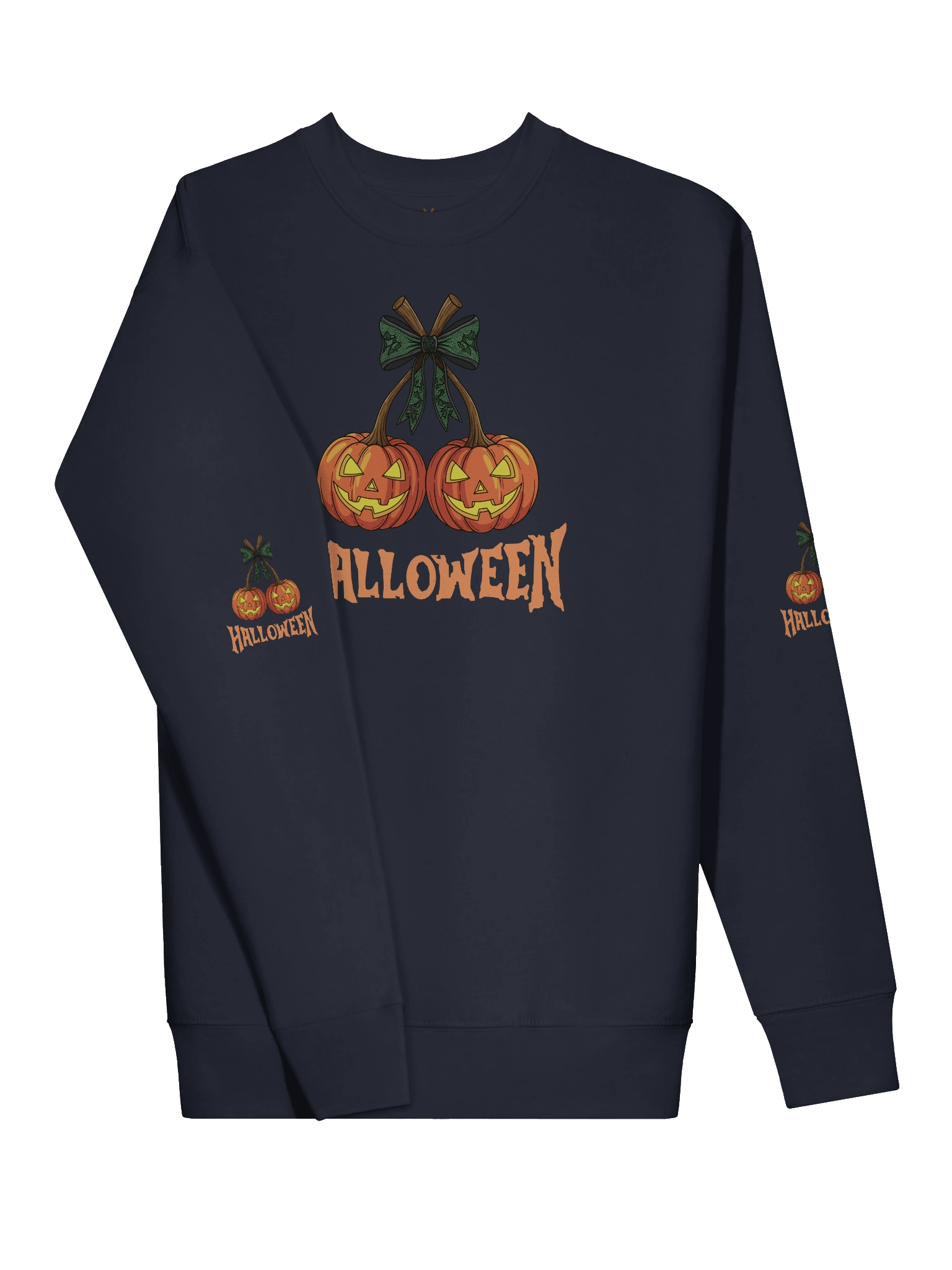 Halloween Pumpkin Sweatshirt – Spooky Twin Jack-O’-Lantern Graphic Design" product image (20)