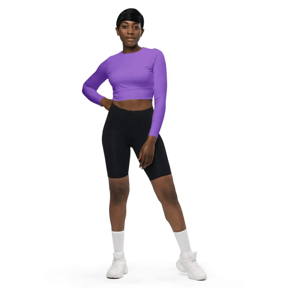 Plain Color Amethyst Long Sleeve Crop Top product image (2)