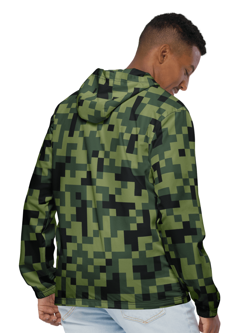 Military Green Camouflage Pixels Camo Pattern Unisex Windbreaker product image (3)