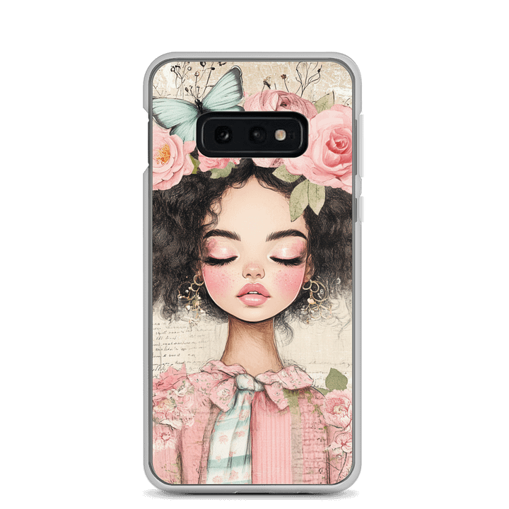 Boho Butterfly Girl Samsung® Clear Case | Artistic Floral Phone product image (1)