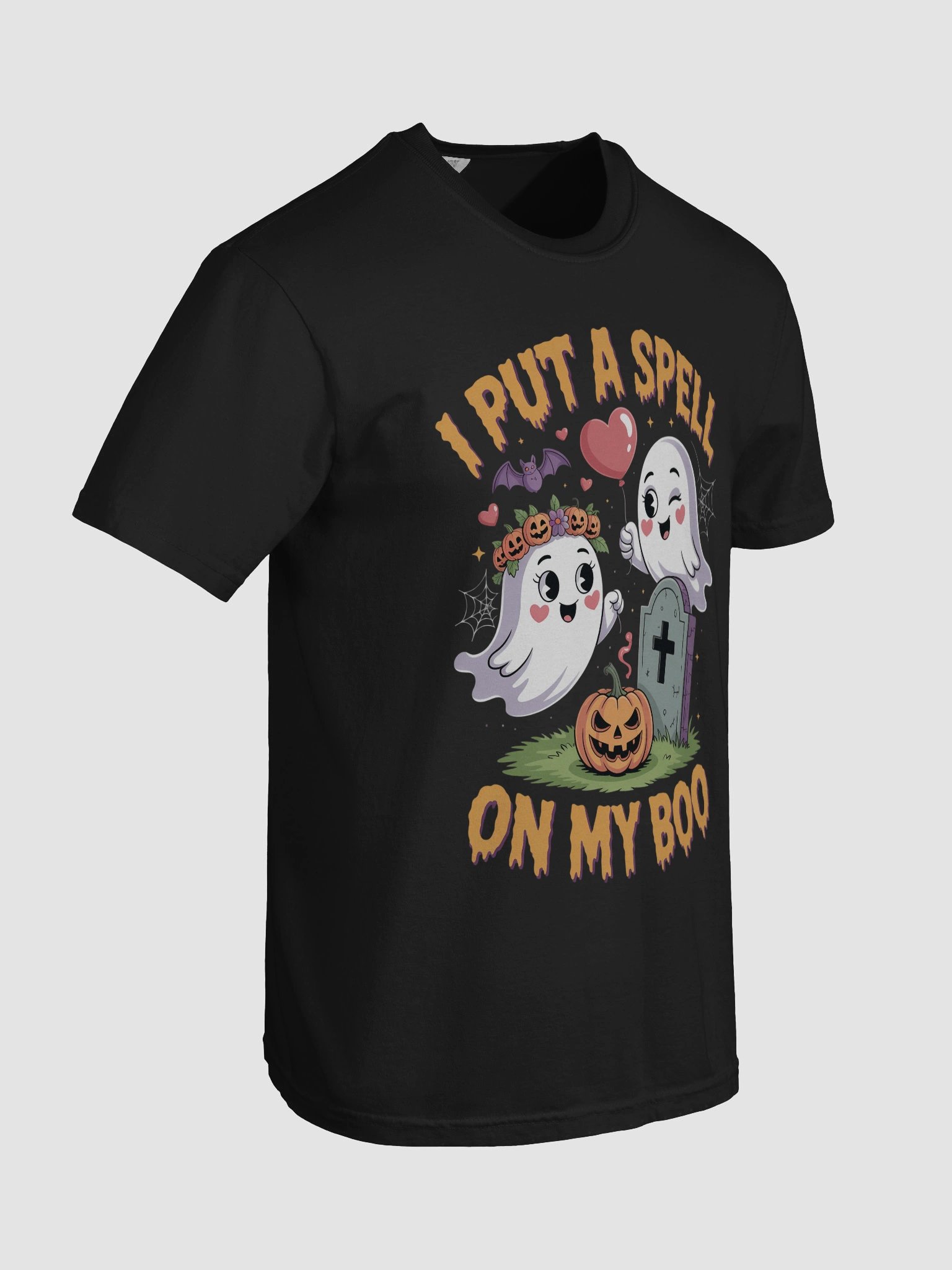 I Put A Spell On My Boo Funny Halloween Couple's T-Shirt | Spooky Cute Ghost & Pumpkin Tee product image (8)
