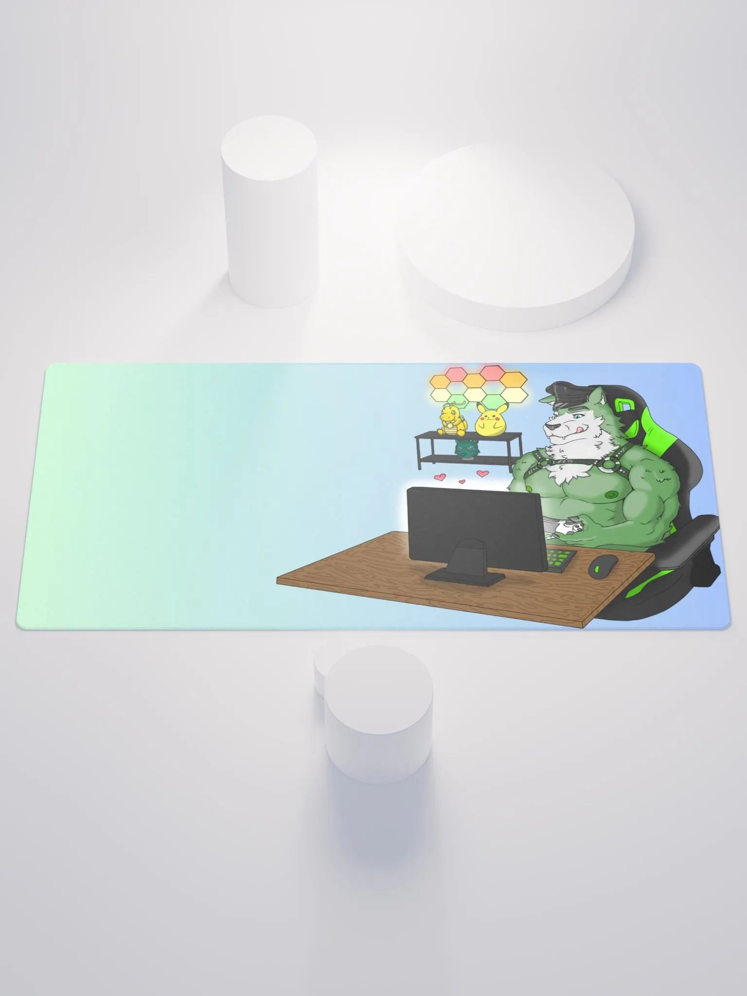 Cozy Wolf Dad Gaming Mouse Pad (Sky Blue / Right) product image (1)