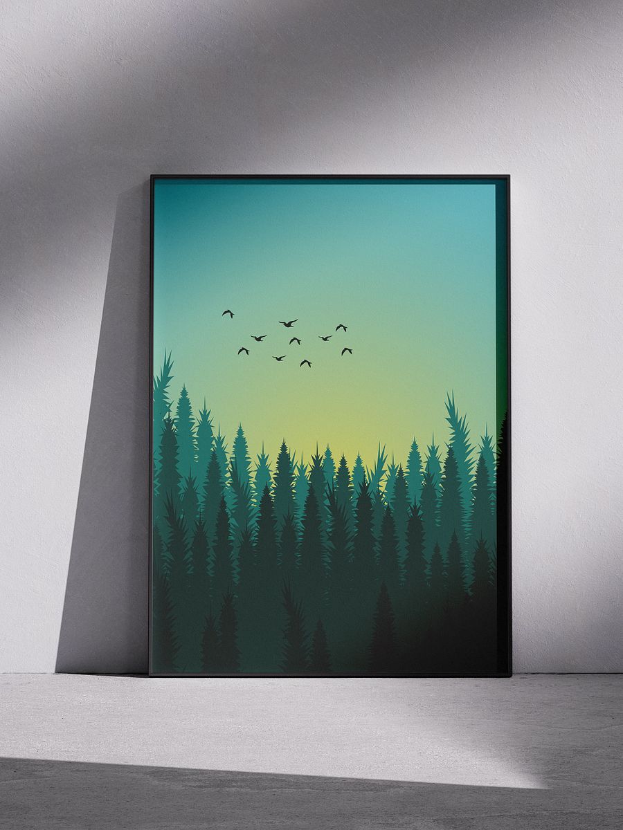 Serene Forest Dawn Vertical Poster – Captivating Nature Art Print for Rustic Home Decor Enthusiasts product image (4)