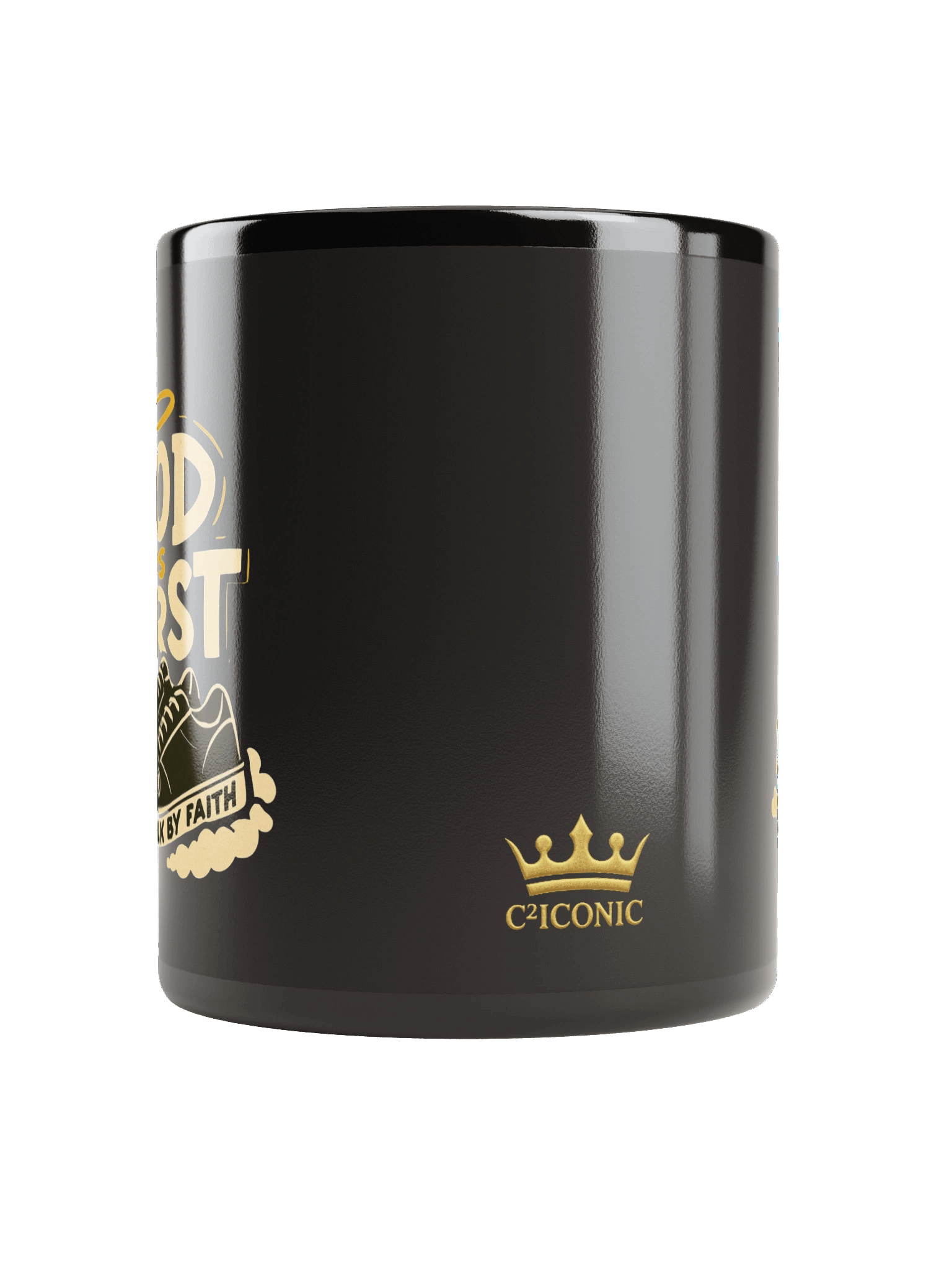 "God Is First, Walk by Faith" Black Ceramic Mug product image (5)