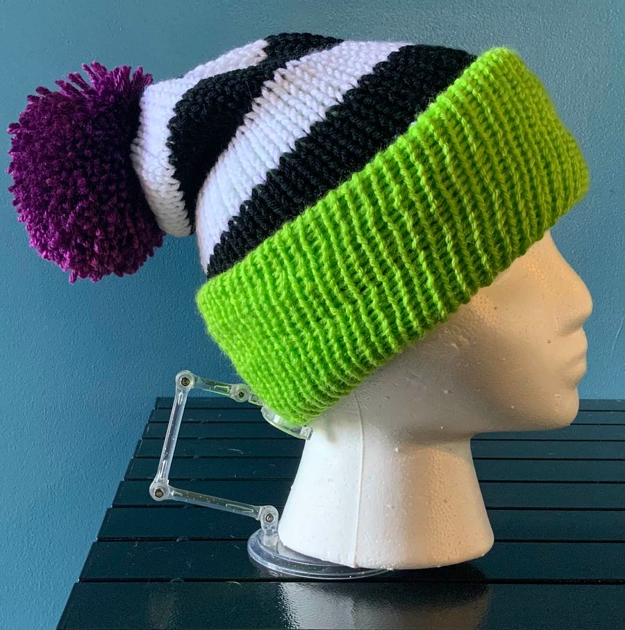 Beetlejuice beanie hat with pompom product image (2)