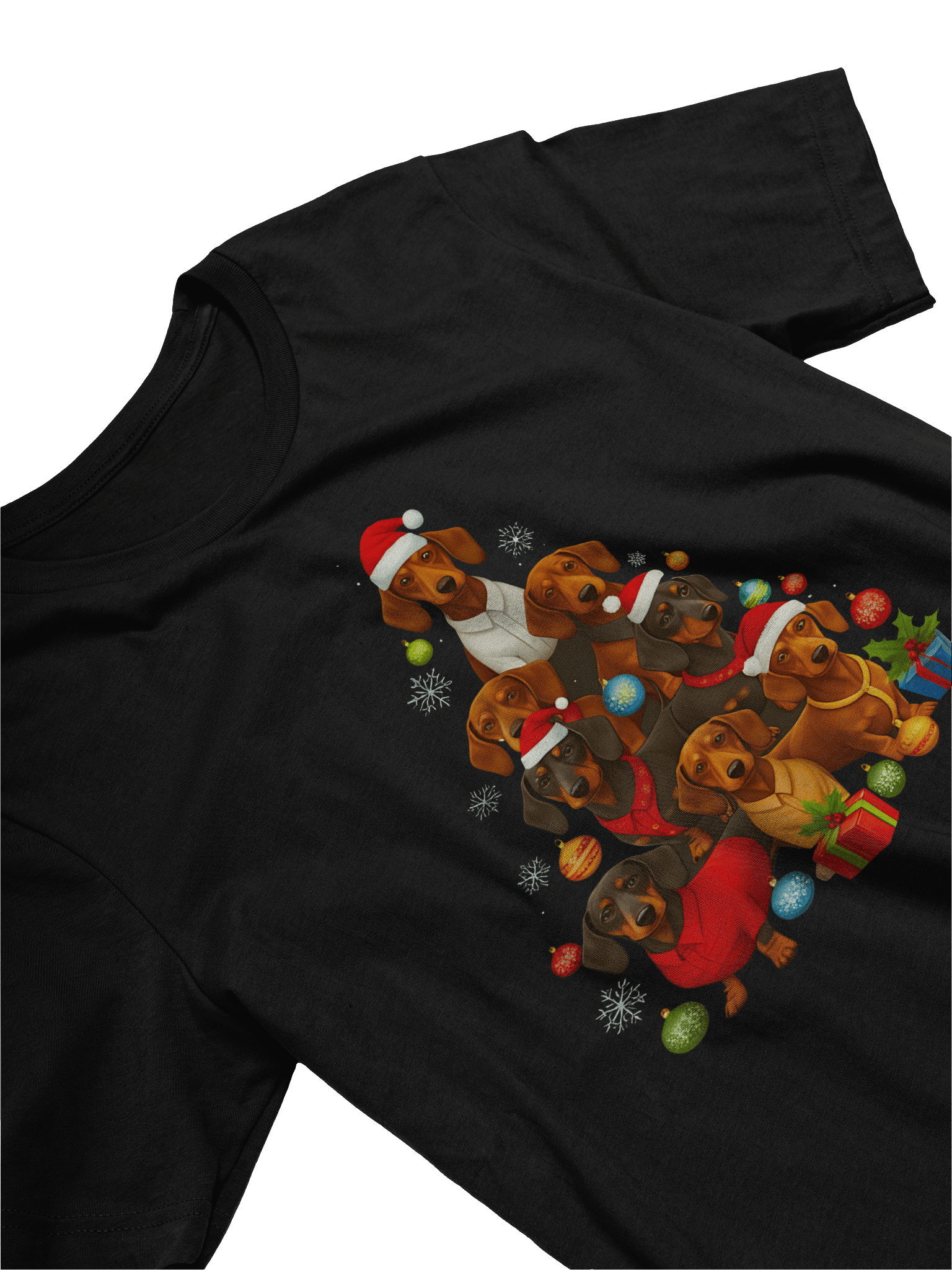 Dachshund Christmas Tree T-Shirt – Cute Holiday Doxie Pyramid Design product image (4)