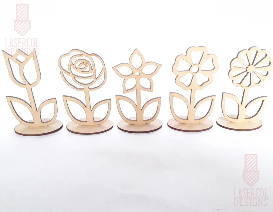 Flowers - Set 1 - (Two Sizes, Five Styles) - Laser Cut Files product image (8)
