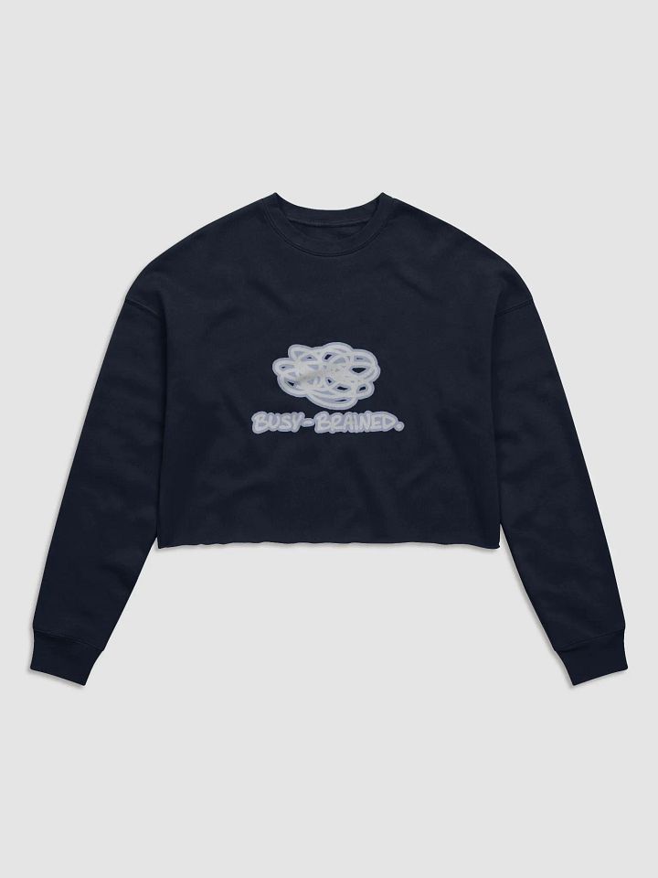 BUSY-BRAINED (lined design, #BDCAEF) Women's Fleece Crop Sweatshirt product image (18)