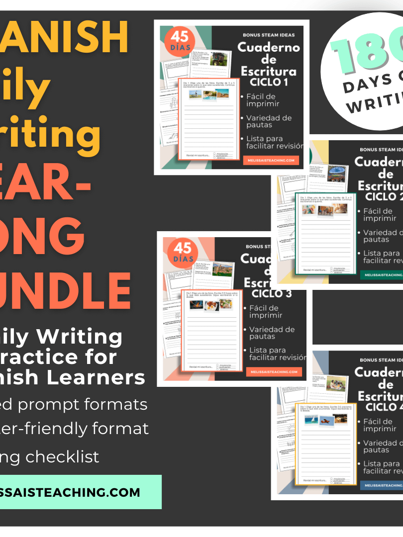 Daily Spanish Writing Warm-Up Journal Revisión, Escritura Diaria FULL YEAR product image (1)