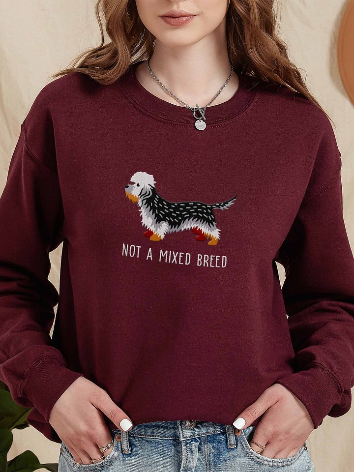 Not a Mixed Breed Sweatshirt (Embroidered) of a Dandie Dinmont Terrier(Pepper) product image (2)