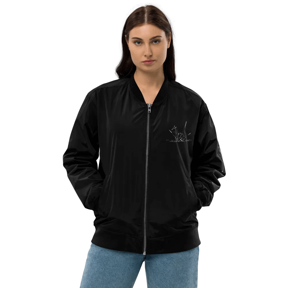 Zen Origami Crane Line Art Bomber Jacket product image (12)