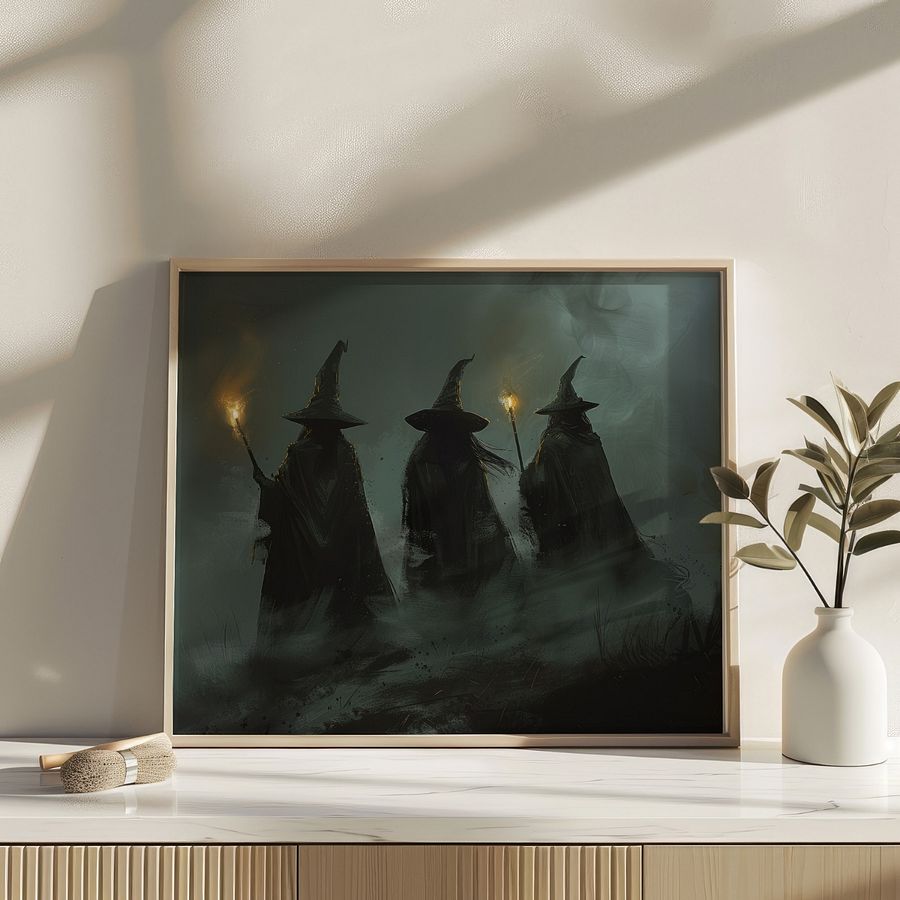 Three Witches in The Fog Dark Gloomy Art Print product image (23)