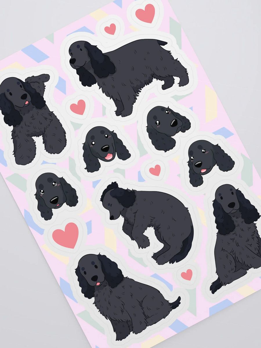 Lovable Black English Cocker Spaniel Pup Kiss Cut Sticker Sheet product image (2)