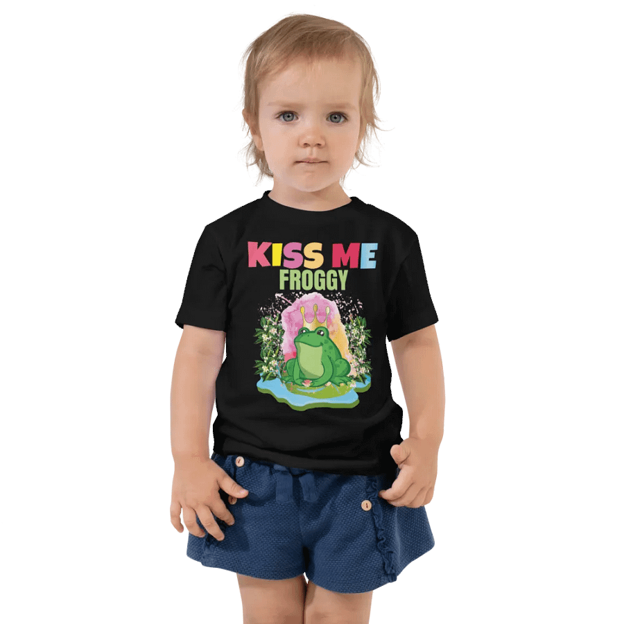 Kiss Me Froggy Colorful Funny Kids T-Shirt – Trendy Bella + Canvas Toddler Gift product image (1)