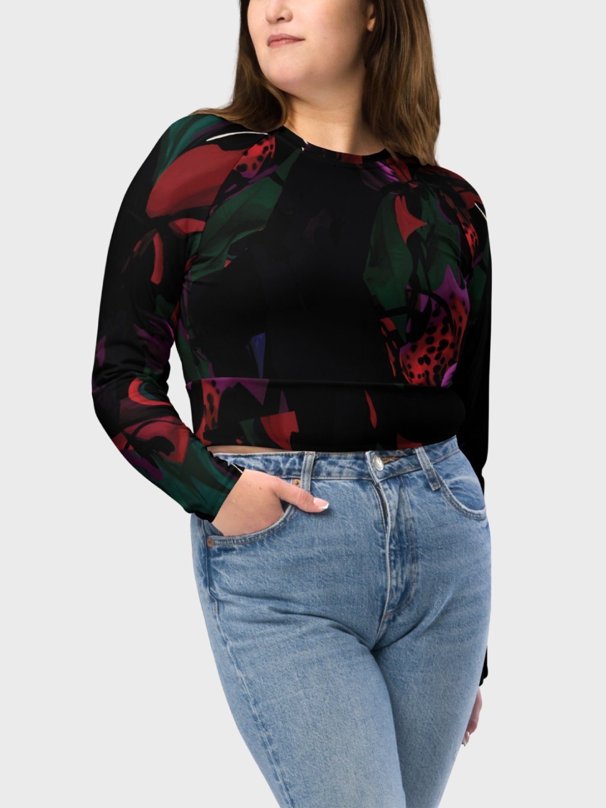 Recycled Crop Top "Blosoom At Midnight" product image (5)