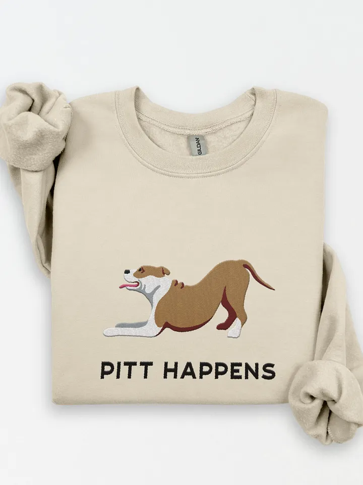Pitt Happens Sweatshirt (Embroidered) of a Pitbull Terrier product image (1)
