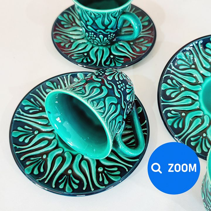 Ceramic tea set (6 items) — handmade pottery, handmade ceramic, Turkish ceramic product image (2)